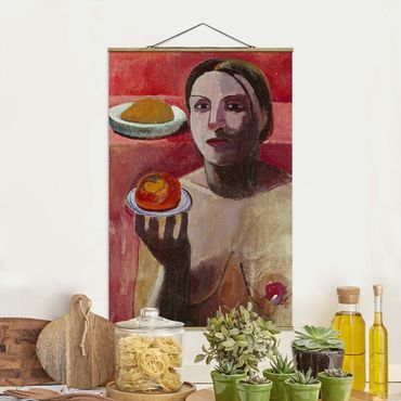 Tableau en tissu avec porte-affiche - Paula Modersohn-Becker - Semi-nude Italian Woman with Plate