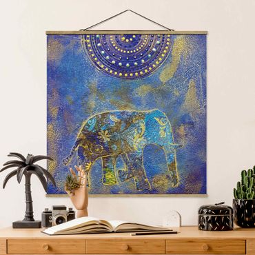 Tableau en tissu avec porte-affiche - Elephant In Marrakech