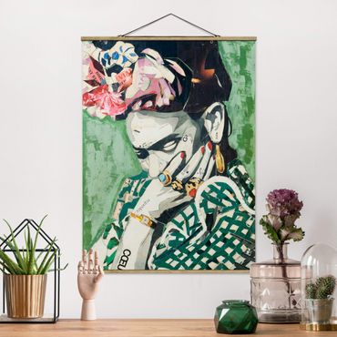 Tableau en tissu avec porte-affiche - Frida Kahlo - Collage No.3