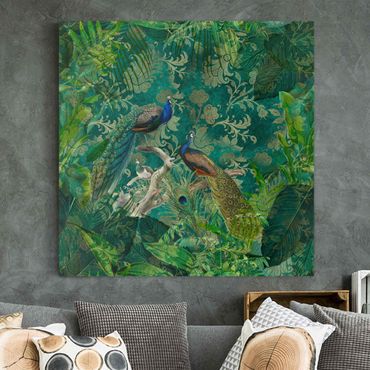 Impression sur toile - Shabby Chic Collage - Noble Peacock II