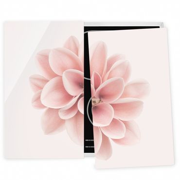 Cache plaques de cuisson en verre - Dahlia Pink Pastel Flower Centered