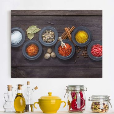 Impression sur toile - Black Bowls With Spices