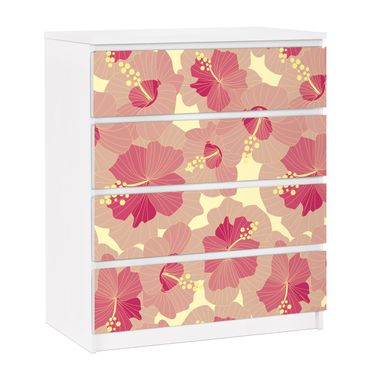 Papier adhésif pour meuble IKEA - Malm commode 4x tiroirs - Yellow Hibiscus Flower pattern