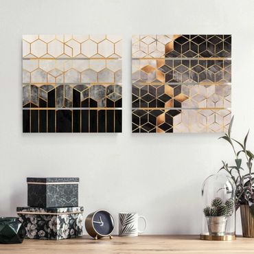 Impression sur bois - Golden Geometry Watercolour Set