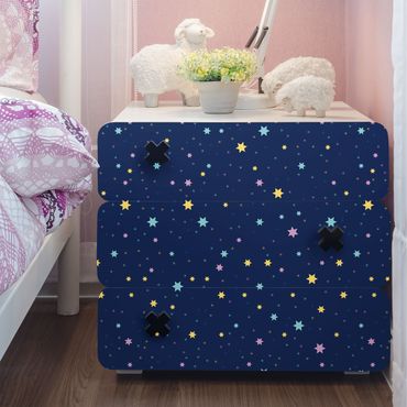 Papier adhésif pour meuble - Nightsky Children Pattern With Colourful Stars