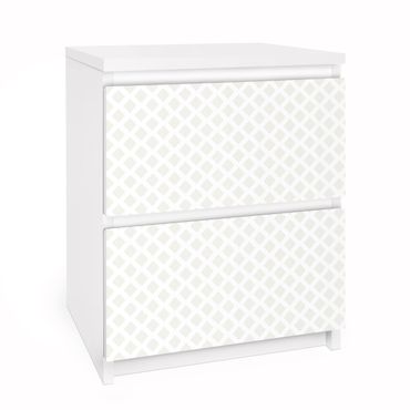 Papier adhésif pour meuble IKEA - Malm commode 2x tiroirs - Diamond Grid Light Beige