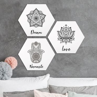 Hexagone en forex - Mandala Namaste Lotus Set Black White