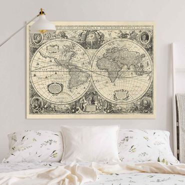 Impression sur toile - Vintage World Map Antique Illustration