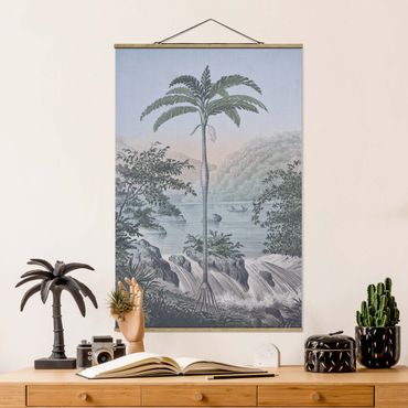 Tableau en tissu avec porte-affiche - Vintage Illustration - Landscape With Palm Tree