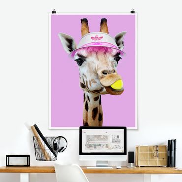 Poster animaux - Giraffe Playing Tennis