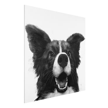 Impression sur forex - Illustration Dog Border Collie Black And White Painting