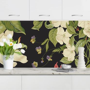 Revêtement mural cuisine - Garden Flowers On Black I