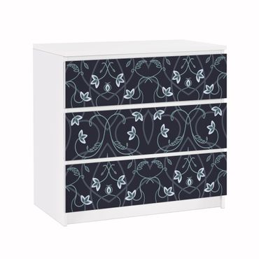 Papier adhésif pour meuble IKEA - Malm commode 3x tiroirs - Flower Ornament Fantasy