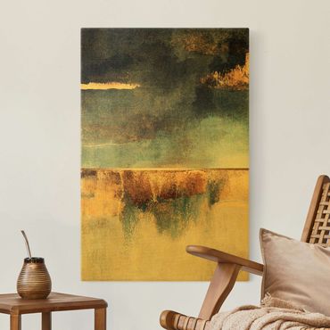 Tableau sur toile or - Abstract Lakeshore In Gold