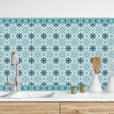 Revêtement mural cuisine - Geometrical Tile Mix Cross Turquoise