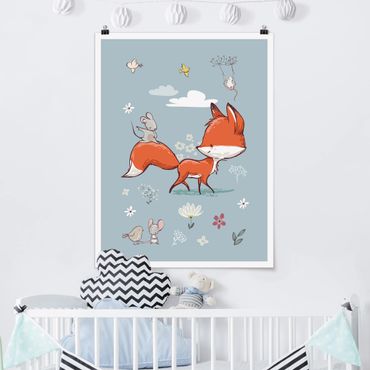 Poster chambre enfant - Fox And Mouse On The Move