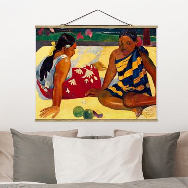Tableau en tissu avec porte-affiche - Paul Gauguin - Parau Api (Two Women Of Tahiti)