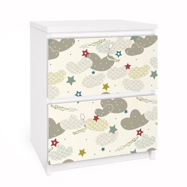 Papier adhésif pour meuble IKEA - Malm commode 2x tiroirs - Sky Crocodiles