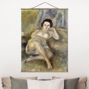 Tableau en tissu avec porte-affiche - Jules Pascin - Lying young Woman