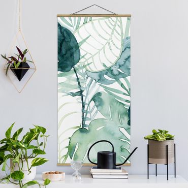 Tableau en tissu avec porte-affiche - Palm Fronds In Water Color II