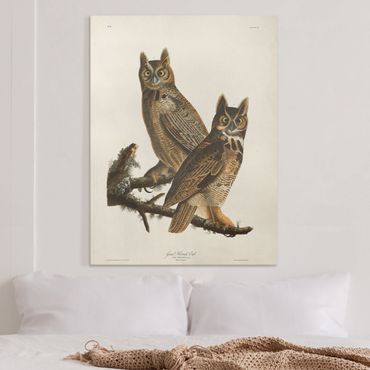 Impression sur toile - Vintage Board Two Large Owls