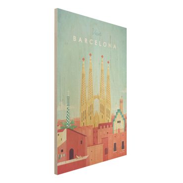 Impression sur bois - Travel Poster - Barcelona