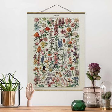 Tableau en tissu avec porte-affiche - Vintage Board Flowers V