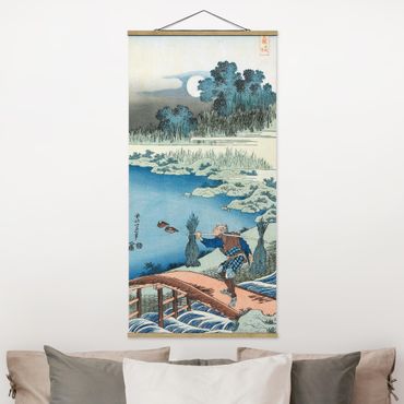 Tableau en tissu avec porte-affiche - Katsushika Hokusai - Rice Carriers (Tokusagari)