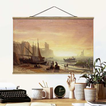 Tableau en tissu avec porte-affiche - Albert Bierstadt - The Fishing Fleet