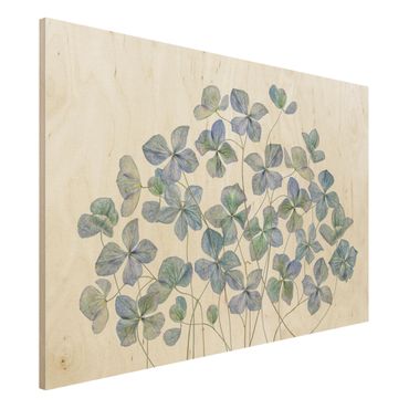 Tableau en bois - Blue Hydrangea Flowers