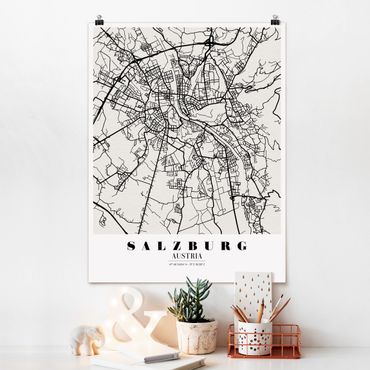 Poster cartes de villes, pays & monde - Salzburg City Map - Classic