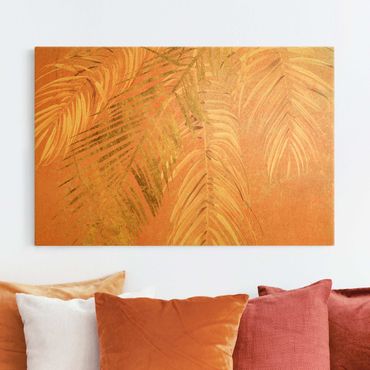 Tableau sur toile or - Palm Fronds In Pink And Gold I