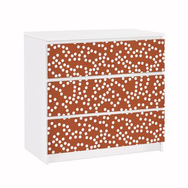 Papier adhésif pour meuble IKEA - Malm commode 3x tiroirs - Aboriginal Dot Pattern Brown