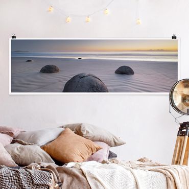 Poster panoramique plage - Moeraki Boulders New Zealand
