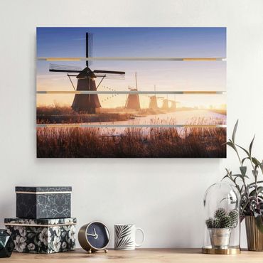Impression sur bois - Windmills Of Kinderdijk