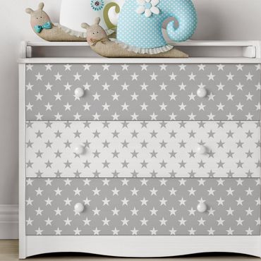 Papier adhésif pour meuble - Star Pattern Set In Grey And White