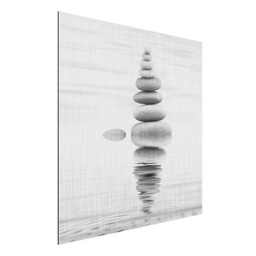 Impression sur aluminium - Stone Tower In Water Black And White
