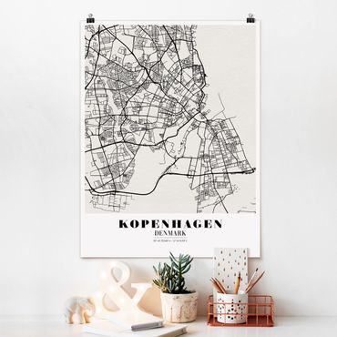 Poster cartes de villes, pays & monde - Copenhagen City Map - Classic