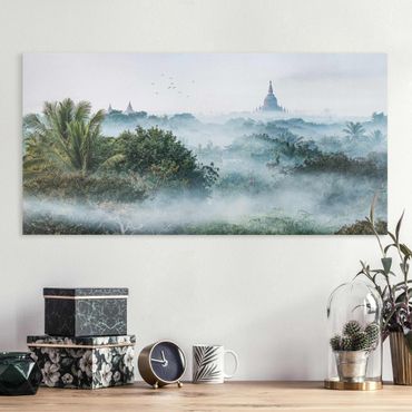 Impression sur toile - Morning Fog Over The Jungle Of Bagan