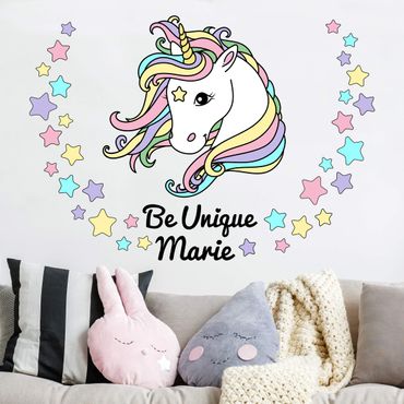 Sticker mural - Unicorn Illustration Pastel Stars