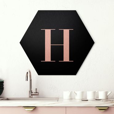 Hexagone en alu Dibond - Letter Serif Black H