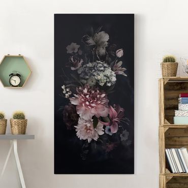 Tableau sur toile - Flowers With Fog On Black