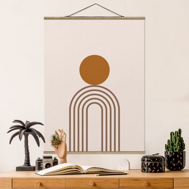 Tableau en tissu avec porte-affiche - Line Art Circle And Lines Copper