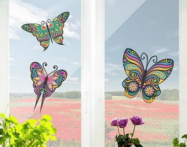 Sticker pour fenêtres - Mandala Butterflies