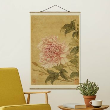 Tableau en tissu avec porte-affiche - Yun Shouping - Chrysanthemum