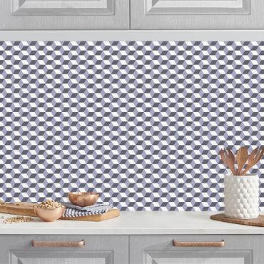 Revêtement mural cuisine - Geometrical Tile Mix Cubes Purple