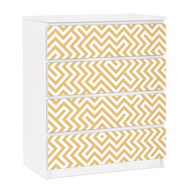 Papier adhésif pour meuble IKEA - Malm commode 4x tiroirs - Geometric Pattern Design Yellow