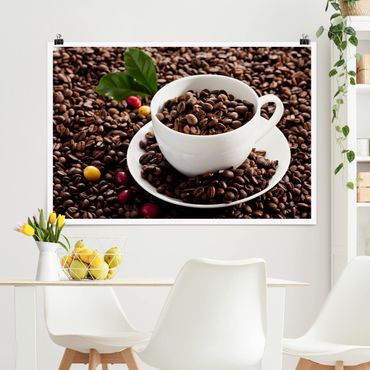 Poster - Coffee Cup With Roasted Coffee Beans