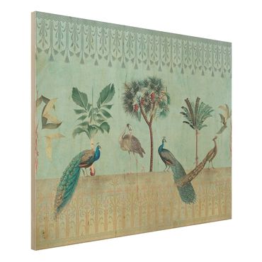 Impression sur bois - Vintage Collage - Tropical Bird With Palm Trees