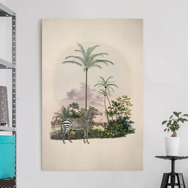 Impression sur toile - Zebra Front Of Palm Trees Illustration